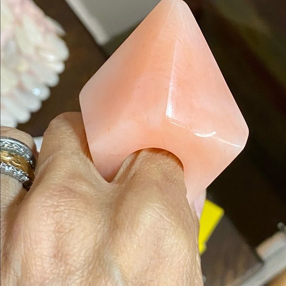 Peach swirl marble Cocktail costume Superpower resin ring handmade OOAK chunky 8 - Picture 4 of 6